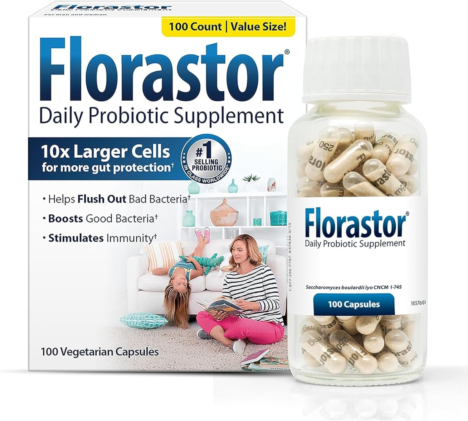 Florastor Probiotics for Digestive and Immune Health-100 Capsules